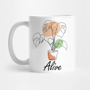 Alive, one line plant, inspirational meanings Mug